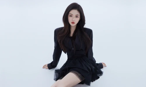 【76】美女壁纸 性感 写真 黑色 裙子 清纯 美腿  2K 高清壁纸3440_1440@青蛙壁纸-笨猫小站