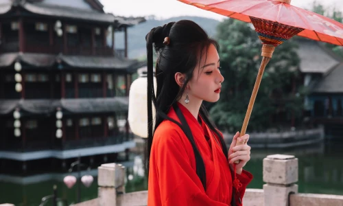 【304】美女人物影视壁纸 写真 古风 红色 陈都灵  4K 超清壁纸3840_2160@青蛙壁纸-笨猫小站